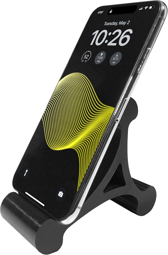 Skalene Phone Stand - 100% Silicone Rubber Adjustable Phone Holder Prop Rest - Desk Office Home Kitchen Accessory (Stealth Black)