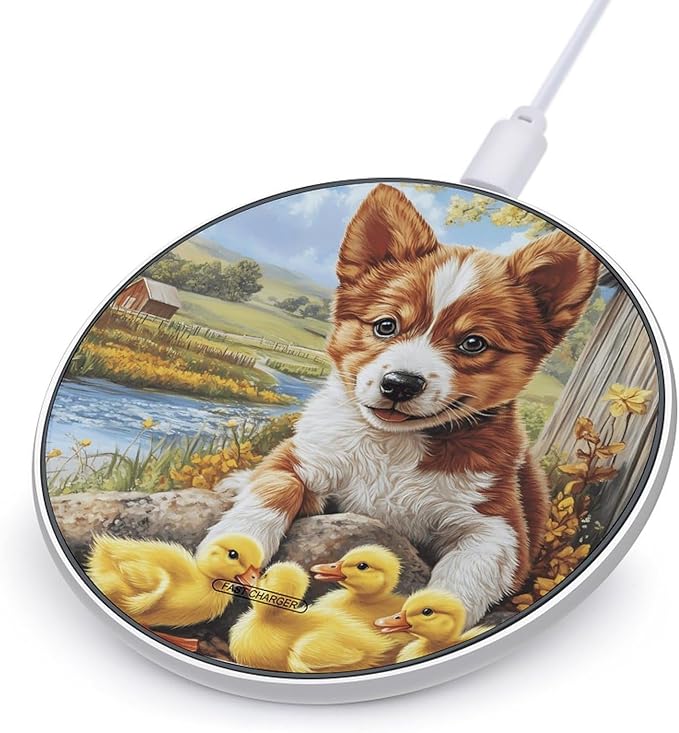 Puppy Dog Yellow Ducklings Phone Charger Magnetic Charging Pad Anti-Slip with USB Cable