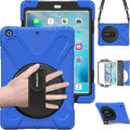 BRAECN for iPad Air Case iPad Air 9.7 Shockproof Case [Heavy Duty Full-Body Cover] with 360 Degree Swivel Kickstand/Hand Strap/Adjustable Shoulder Strap for Apple iPad Air 2013 -Blue