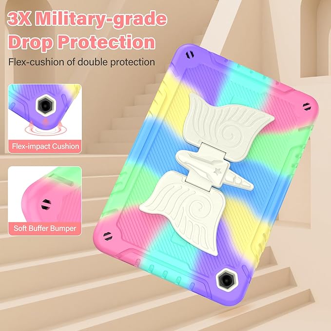 Case for Samsung Galaxy Tab A11+ Plus/ A9+ 11 inch 2025/2023 with Screen ProtectorUnicorn Stand Shoulder StrapShockproof for Galaxy Tab A11 Plus/A9 Plus Tablet Case Kids Girls (Colourful)
