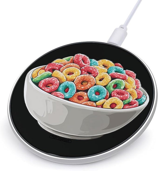 Bowl Filled Cereals Loops Phone Charger Magnetic Charging Pad Anti-Slip with USB Cable
