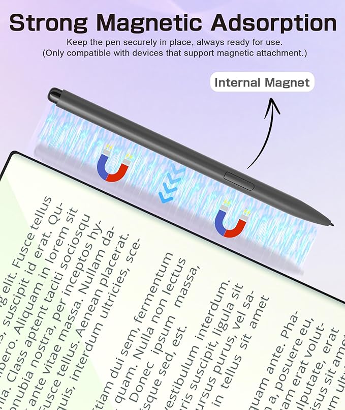 Magnetic EMR Stylus Compatible with Remarkable 2 Replacement Digital Pen with Eraser 4096 Pressure Levels Palm Rejection Tilt Support for Remarkable/Samsung/Wacom/Onyx EMR Devices-5 Tips (Gray)