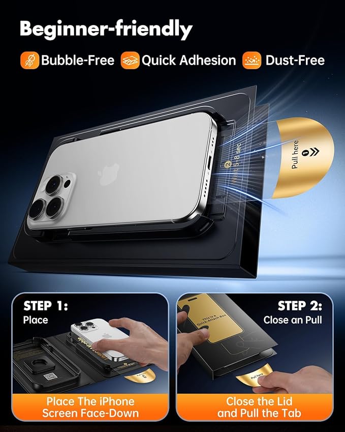 UNBREAKcable Privacy Screen Protector for iPhone 16 Plus 3 Pack Full Coverage Tempered Glass [28° Anti-Spy] [9H Hardness] [Easy Installation Box] Shatterproof Private Screen Guard