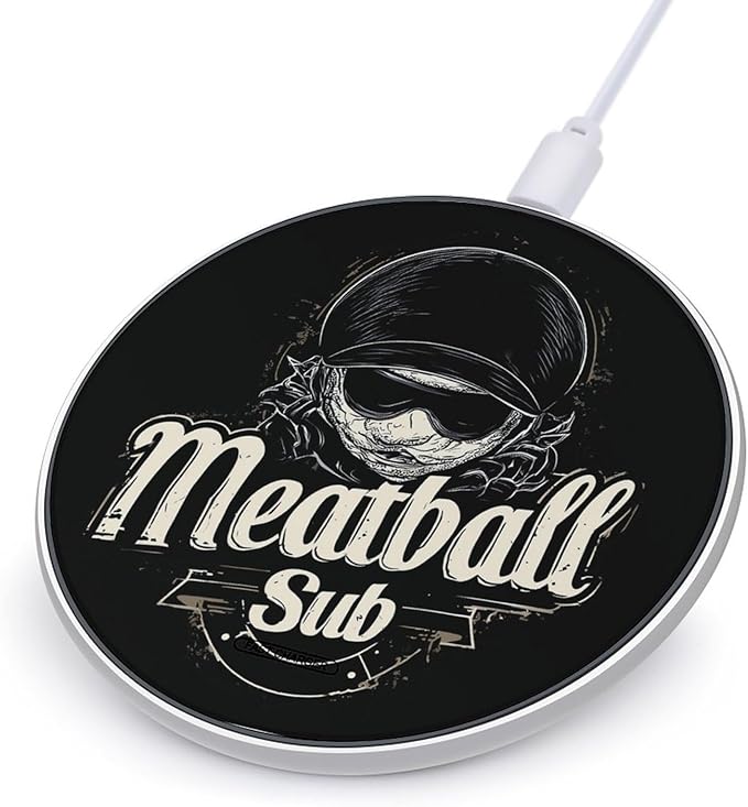 Grunge Meatball Sub Phone Charger Magnetic Charging Pad Anti-Slip with USB Cable