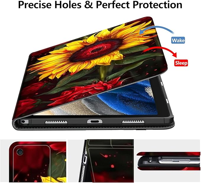 DIGTIALLL Case for Amazon Kindle Fire Max 11 Case (13th Generation 2023 Release) 11 PU Leather Smart Protective Cover with Auto Sleep/WakeSunflowers