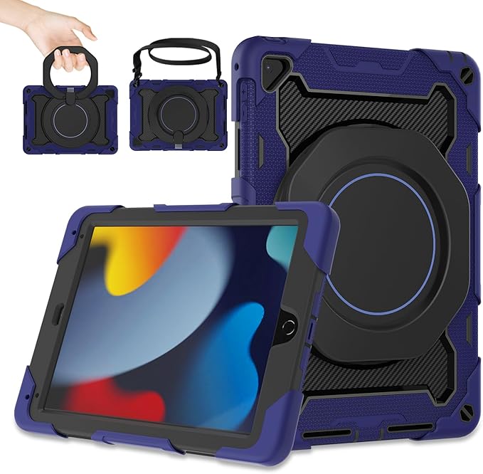 ROISKIN for iPad 6th 5th Generation Case 9.7 Inch Pro 9.7 Air 2 with 360 Kickstand Hand Strap [Screen Protector 15ft Drop Protection] Heavy Duty Air 2 /Pro 9.7 / iPad 6th 5th Gen Case for Kids