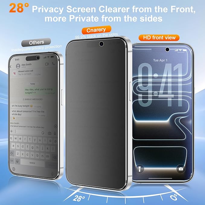 2 Pack matte privacy Screen Protector for iPhone 17 pro