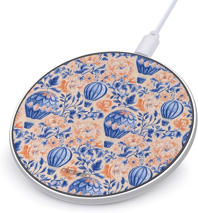 Hot Air Balloon and Floral Wireless Charger Anti-Slip Wireless Charging Pad Slim Charger Mat for Men Women