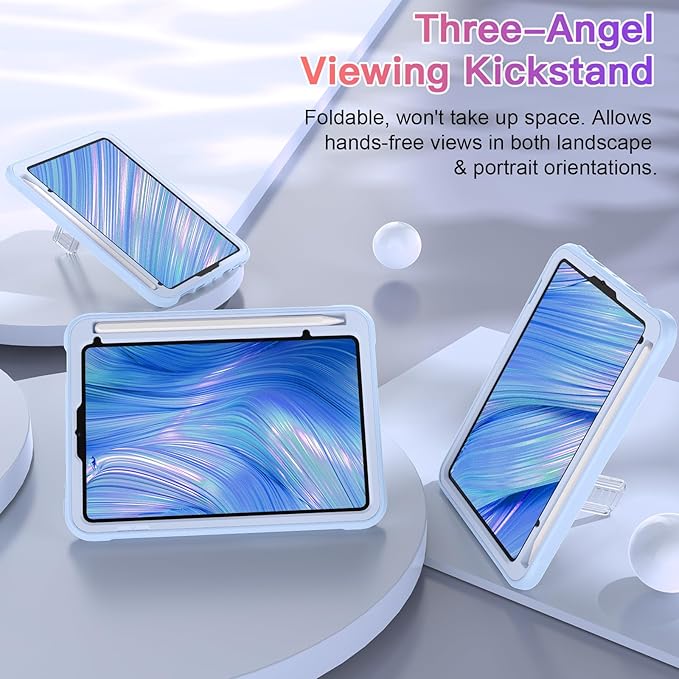 Case for iPad mini A17 Pro for iPad mini 7th/6th Generation Case 8.3 inch 2024/2021 with Pencil Holder/Stand Slim Cover for i Pad Mini 7/6 (Clear Glitter/SkyBlue)