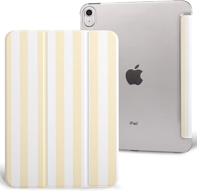 case for ipad 11th Generation11 Inch 2025 (A16 Chip) &amp 10th Gen 10.9 Inch 2022 - Slim Scratch-Resistant Hard PC Translucent Back Shell Smart Cover Wake/Sleep FunctionYellow Stripes