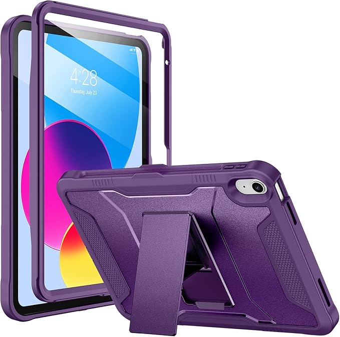 Soke Case for iPad (A16) 11th Generation 11-inch 2025 iPad 10th Generation 10.9-inch 2022 with Built-in Screen Protector and Kickstand Rugged Full Body Protective Cover - Purple