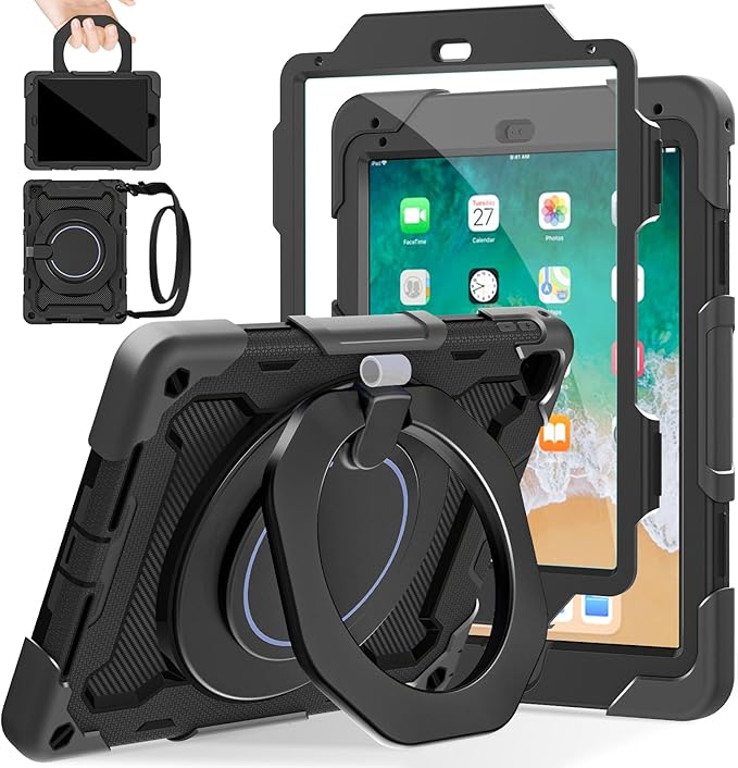 ROISKIN iPad 6th 5th Generation Case 9.7 Inch Pro 9.7 Air 2 with 360 Kickstand Hand Strap [Screen Protector 15ft Drop Protection]Heavy Duty Air 2 /Pro 9.7 / iPad 6th 5th Gen Case for Kids Women Men