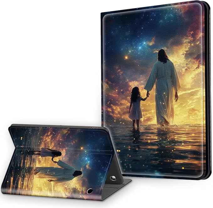 Case for Amazon Fire HD 8 &amp 8 Plus Tablet (12th/10th Gen 2024/2022/2020) Multi-Angle Viewing Leather Smart Stand Back Cover with Auto Sleep Wake Jesus