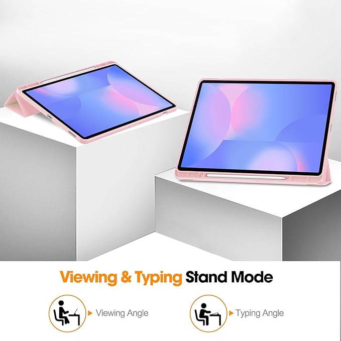 for Galaxy Tab S10 FE Plus Case 13.1 Inch 2025 (Model: SM-X620/SM-X626B) Trifold Stand Cover with S Pen Holder [Auto Wake/Sleep] PU Leather + Soft TPU Back Shell for Tab S10 FE+ 13.1Pink