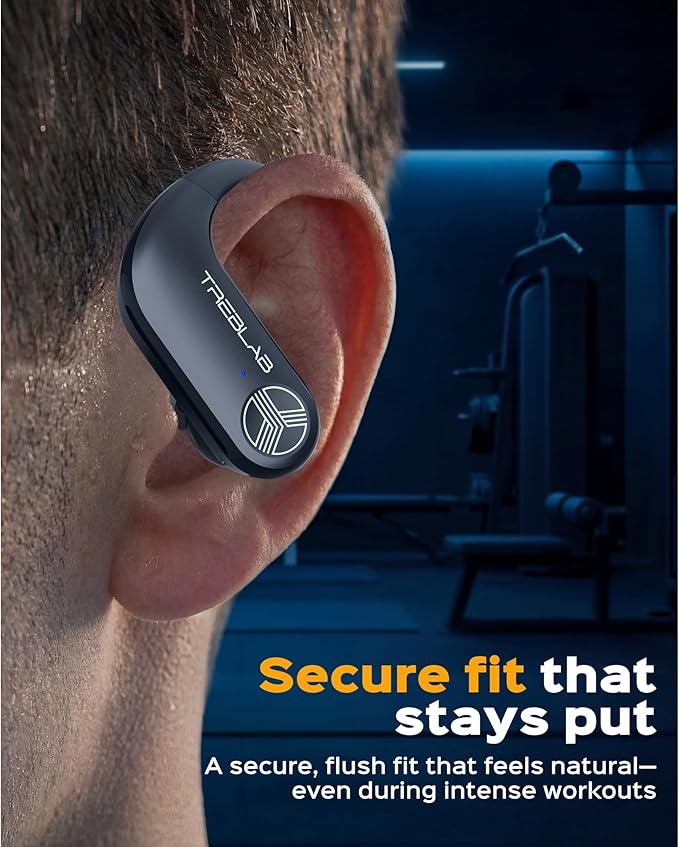 TREBLAB X3 Pro - Sports Wireless Ear Buds Bluetooth - Comfortable Workout Headphones with Secure Ear Hooks 9H Long Battery Life IPX5 Sweatproof Earphones Noise Isolation Over Ear Earbuds
