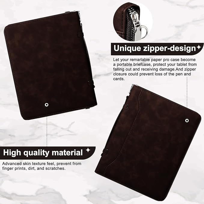 E NET-CASE Premium PU Leather Case for Remarkable 2 Tablet 10.3 inch (2020 Released) Business Handheld Design Cover for Remarkable 2 Digital Paper with Zipper &amp Pen Holder (Fantasy Brown)