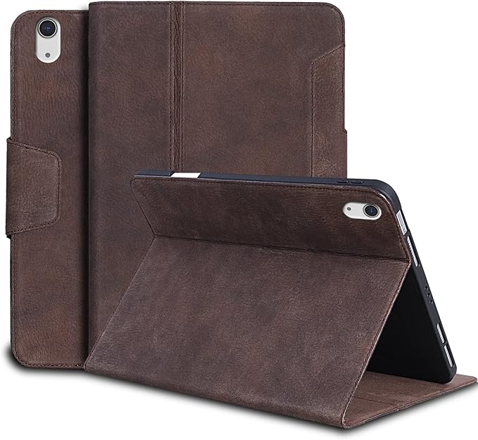 Gexmil Genuine Leather Case for iPad mini 7 (A17 Pro) 2024 / iPad mini 6 Generation 2021 8.3 InchMagnetic ClosurePencil HolderShockproof Cowhide CoverPencil 2 Wireless ChargingSand Dark Brown