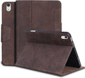 Gexmil Genuine Leather Case for iPad mini 7 (A17 Pro) 2024 / iPad mini 6 Generation 2021 8.3 InchMagnetic ClosurePencil HolderShockproof Cowhide CoverPencil 2 Wireless ChargingSand Dark Brown