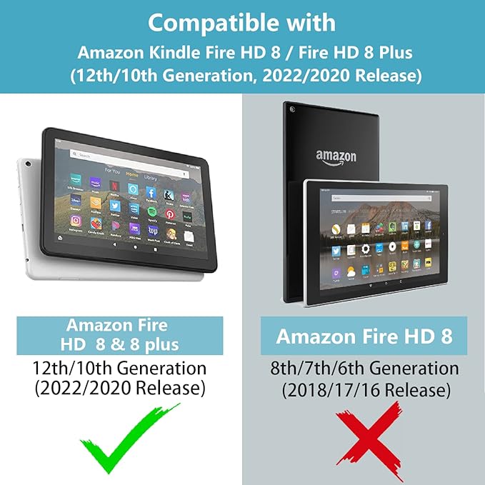 Case for All-New Kindle Fire HD 8/Fire HD 8 Plus Tablet (12th/10th Generation 2022/2020 Release) Slim PU Leather Cover with Card Slot &amp Pencil Holder Funny Skeleton Skull