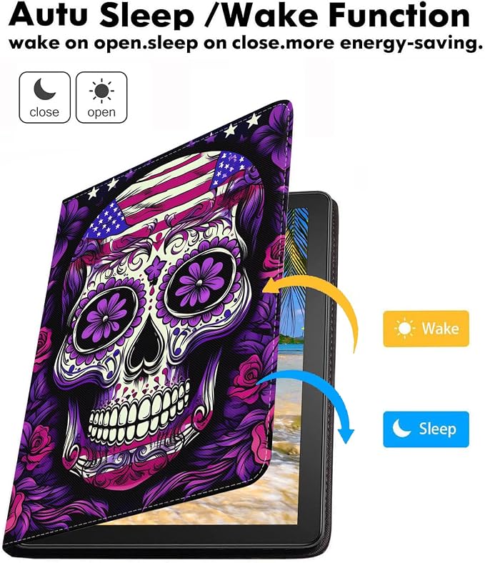 American Flag Purple Flower Skull