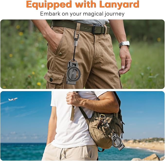 OMOTON TP06 [Equipped Lanyard] for MagSafe Tripod Hook with Magnet Back &amp Arca-Swiss Base 360°Rotating with 1/4 Screw Magnetic Phone Tripod for iPhone 17/16 Pro Max Air Fits Vlog Travel Gym