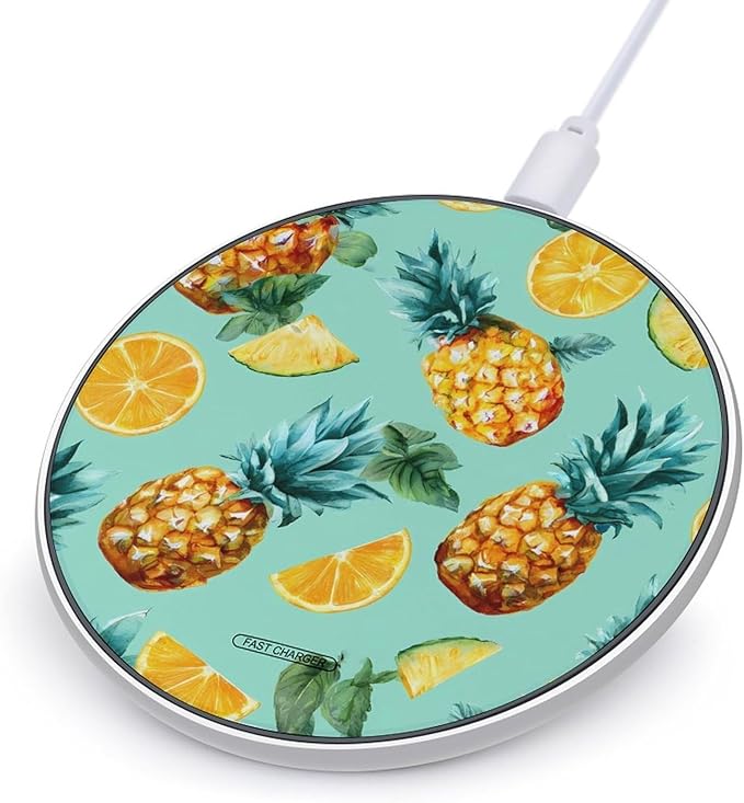 Pineapples Cut Fruit Fast Portable Charger 10W Funny Graphic Phone Charging Pad with USB Cable