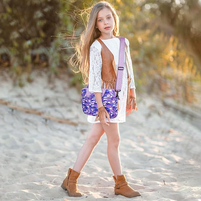 Kids Tablet Bag for Girls Kids Tablet Carrying Case for Fire HD 10 HD 8 Fire 7 Sleeve Bag Kid Kindle Bag iPad Bag for Kid Unicorn Purple