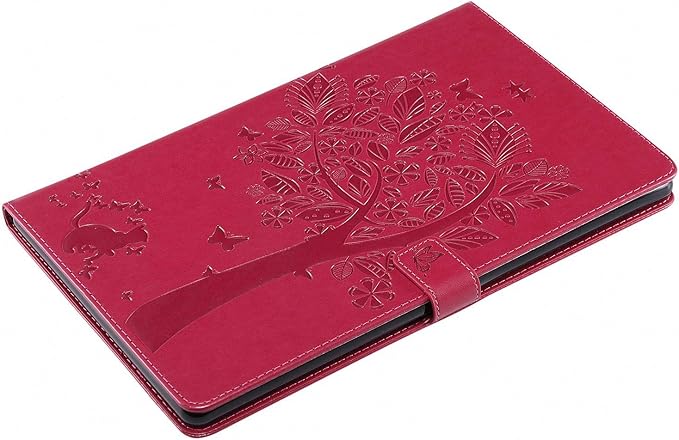 Folio Case for All-New Fire HD 10 2019/2017/2015 Techcircle Slim Light Magnetic Flip Wallet Protective Cover with Card Slots &amp Money Pocket for Amazon Fire HD 10.1 9th/7th/5th Generation Red