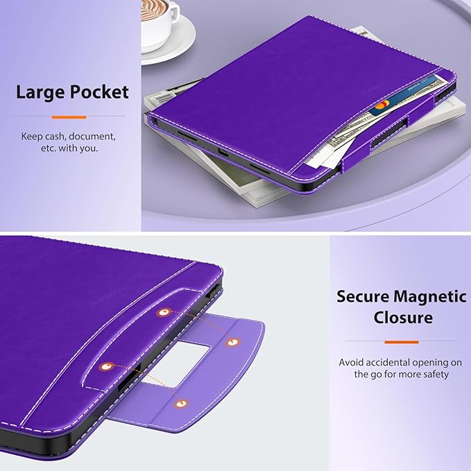 MoKo Case for iPad Air 13 Inch (M3 2025 / M2 2024) &amp iPad Pro 12.9 2022/2021 with Pencil Holder Premium Leather Folio Stand Cover for iPad Air 13 Inch/iPad Pro 12.9 Inch 6th/5th GenPurple