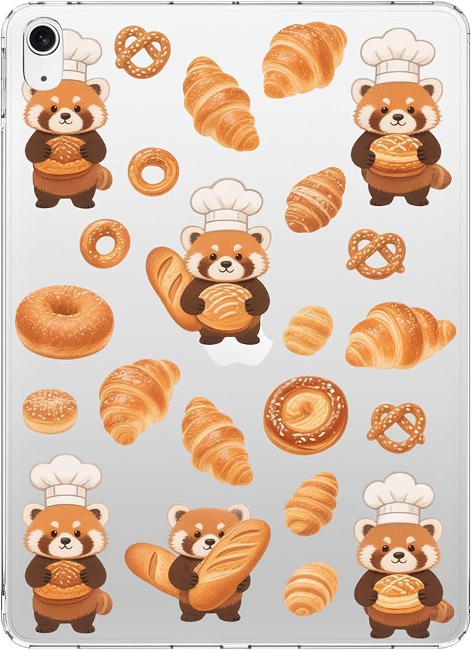 for iPad Air 13 (M3) 2025/ (M2) 2024Red Panda Pastry Chef Crystal Clear CaseSlim Lightweight Anti-Scratch Soft TPU Bumper Hard Acrylic Back Cover for Women