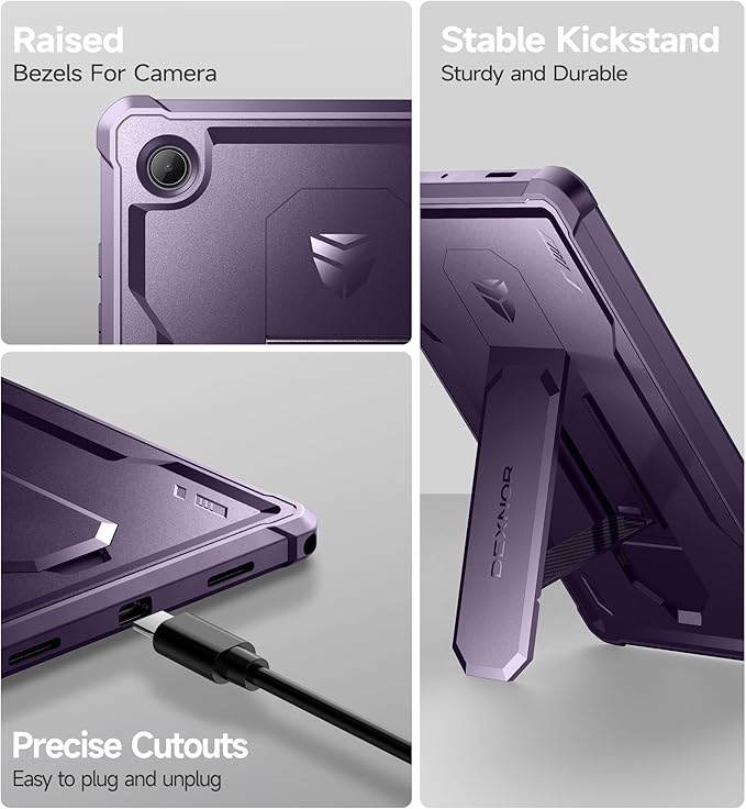 Dexnor Case for Samsung Galaxy Tab A8 10.5 Inch 2022 [Built in Screen Protector &amp Kickstand] Heavy Duty Shockproof Full Body Protective Cover for Galaxy Tab A8 Case-Purple