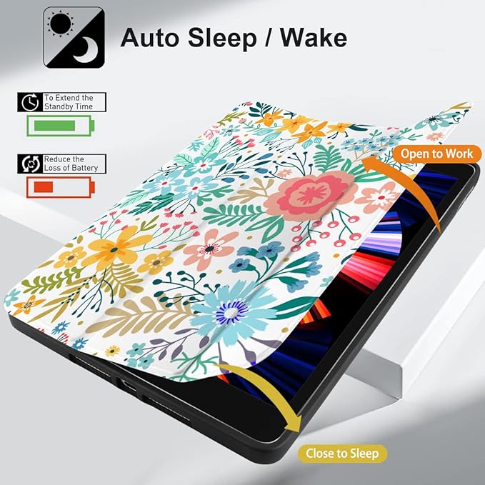 DONGKE Case Compatible with iPad 10.2 Inch 2021 2020 2019 iPad 9th/8th/7th Generation with Pencil Holder Slim Stand Protective Case with Soft TPU Back Auto Sleep/Wake Cover Colorful Floral