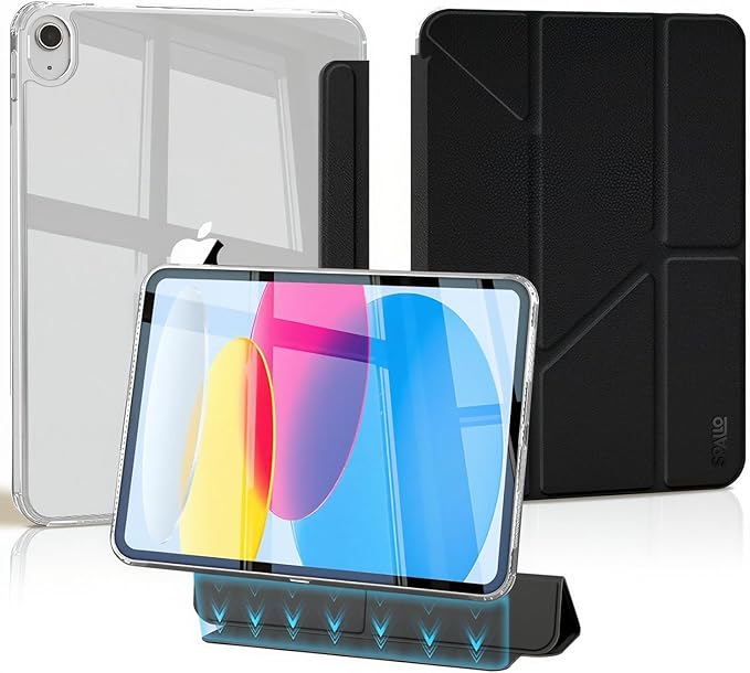 for iPad (A16) 11th/10th Generation Case(2025/2022) - Magnetic Detachable Portrait/Landscape Stand Cover with Hard Shell Back5 Standing AnglesAuto Wake/Sleep Slim &amp LightBlack