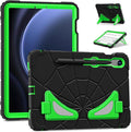 Spider Case for Samsung Galaxy Tab S10 Lite/S10 FE (2025) 10.9 with S Pen Holder Adjustable Stand Compatible with S9 fe /S9/ S8 /S7 11 inch(Black Green)