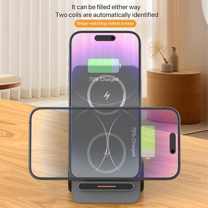 5-in-1 Wireless Charging Station Compatible with iPhone/Apple Watch/AirPods/Android Phones Fast Charging &amp Smart Protection All-in-One Desktop Portable Charger Dock (White)