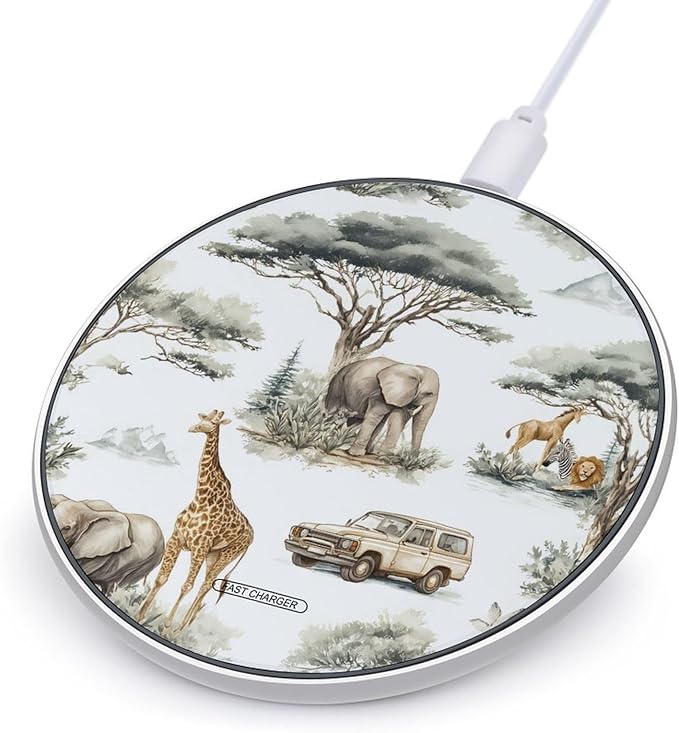 African Wild Animal Hunting Phone Charger Magnetic Charging Pad Anti-Slip with USB Cable