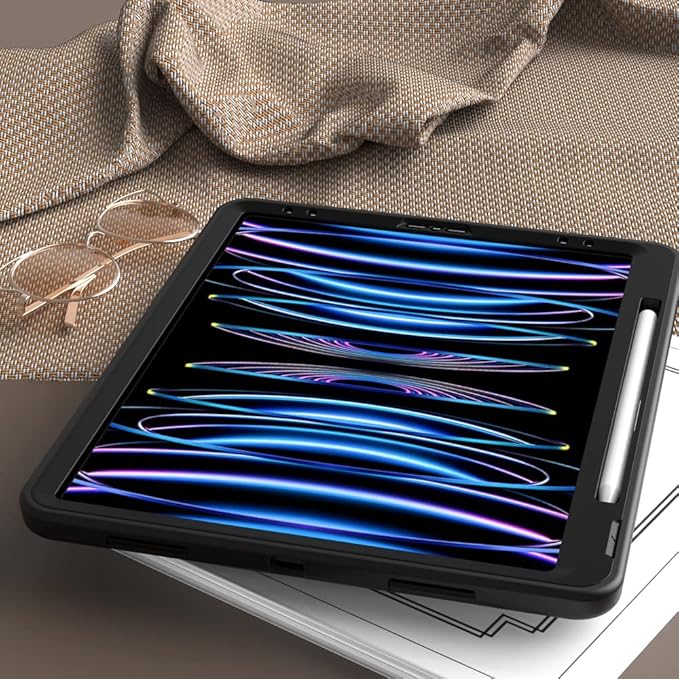 Puxicu Case for iPad Pro 13 Inch M4 (2024 Model 7th Generation) Heavy Duty Rugged Protective Built-in Pencil Holder Cover for iPad Pro 13 Black