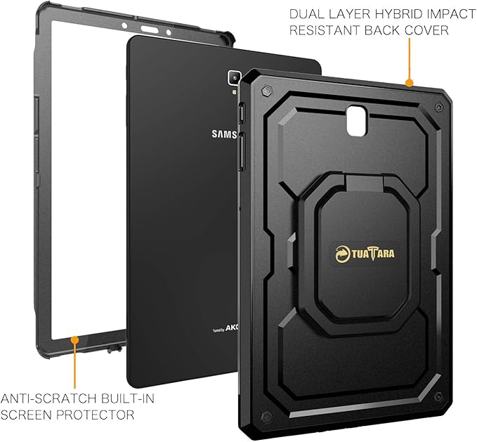 Fintie Shockproof Case for Samsung Galaxy Tab S4 10.5 2018 Model SM-T830/T835/T837 [Tuatara Magic Ring] [360 Rotating] Multi-Functional Grip Stand Carry Cover w/Built-in Screen Protector Black