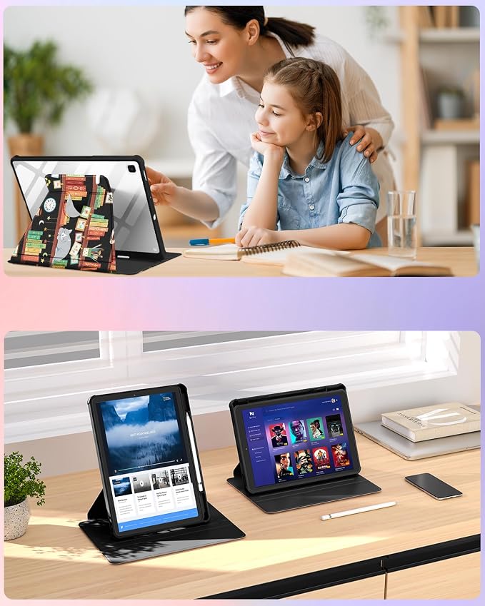 5-for Tab S6 Lite-Cat Bookshelf
