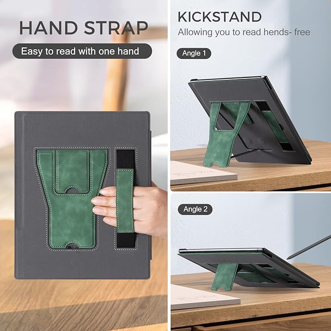 CoBak Case for Remarkable 2 Paper Tablet Two Viewing Angles - Lightweight and Hard Back Shell Protective Book Folio Cover with Built-in Pen Holder - for 10.3 2020 Released (with Stand Emerald)