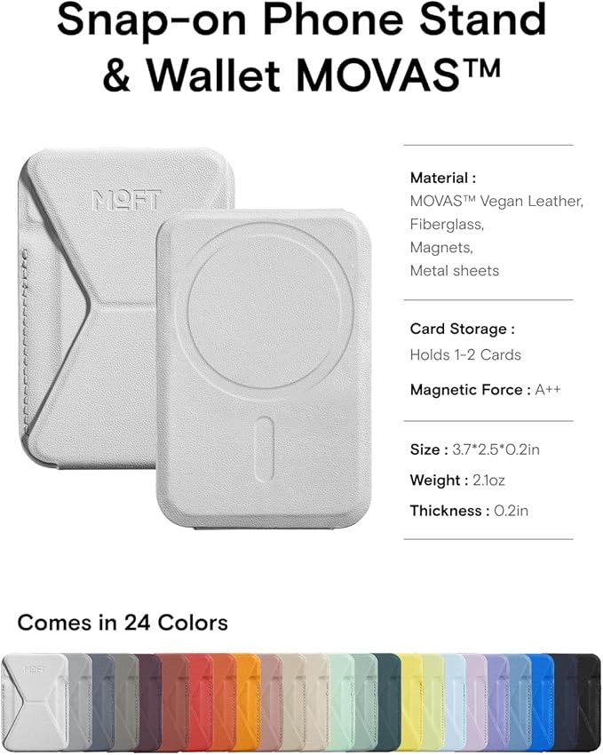 MOFT MagSafe Wallet for iPhone 15/14/13/12 Series Strong Magnetic Phone Card Holder Fit 2 Cards &amp 3 Viewing Angles &amp Stain-Resistant Vegan Leather Phone Stand Misty Cove