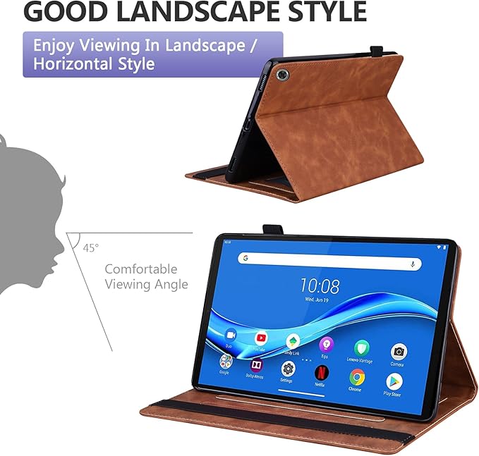 Dteck Folio Case for All-New Amazon Fire HD 10 and 10 Plus Tablet (13th/11th Generation 2023/2021 Release)Premium PU Leather Slim Flip Stand Magnetic Pocket Wallet Cover with Pencil Holder Brown