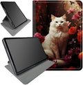 Case for All-New Kindle Fire 7 Tablet (12th Generation 2022 Release)360 Degree Rotating Swivel Stand Protective Cover for Fire 7 TabletWhite Cat Flower