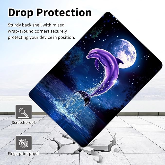 for Fire Max 11 Tablet Case(13th Generation2023 Release) 11Slim PU Leather Multi-Angle Stand Folio Cute Cover with Auto Wake/Sleep Case for Fire Max 11 TabletCute Dolphin Ocean