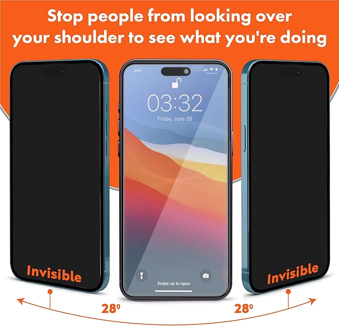 Slapback Premium Privacy Screen Protector for iPhone 14 Pro [2-Pack] [6.1 inch Display] Anti-Spy 28 Degree Blackout 9H Hardness Full Coverage Tempered Glass Easy Install Frame Case-Friendly