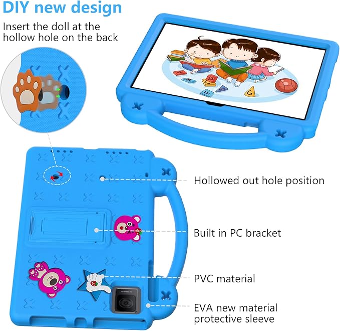 Dteck Tablet Case for T-Mobile Revvl Tab 5G 2023 Strawberry Panda Shockproof Rugged Lightweight Convertible Stand Handles Kids Friendly Case for T-Mobile REVVL Tab 5G (2023) 10.36 Inch TabletSkyblue