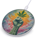 Psychedelic Weed Leaf Strong Fist Phone Charger Magnetic Charging Pad Anti-Slip with USB Cable