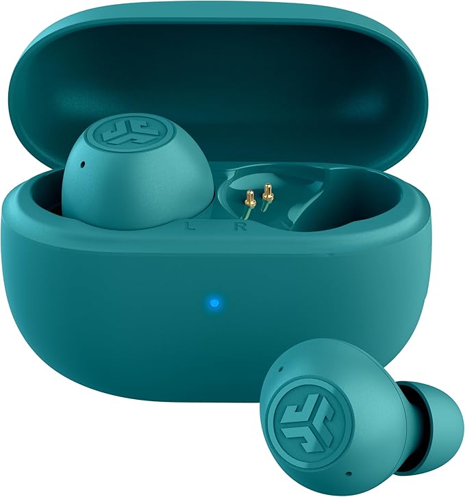 JLab Go Pop ANC True Wireless Earbuds &amp Charging Case Teal Active Noise Cancelling 10mm Drivers Dual Connect Customize Your Sound with App Be Aware Mode Compact Fit MEMS Microphone