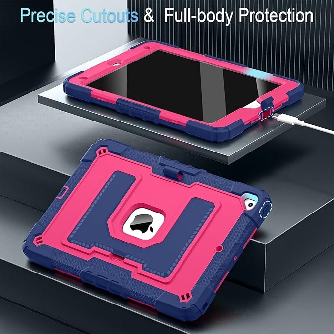 for iPad 9th/ 8th/ 7th Generation 10.2 Inch iPad Case 9th Generation with Pencil HolderHeavy Duty Shockproof Cover for i Pad 9th/8th/7th Gen 2021/2020/ 2019Navy Pink