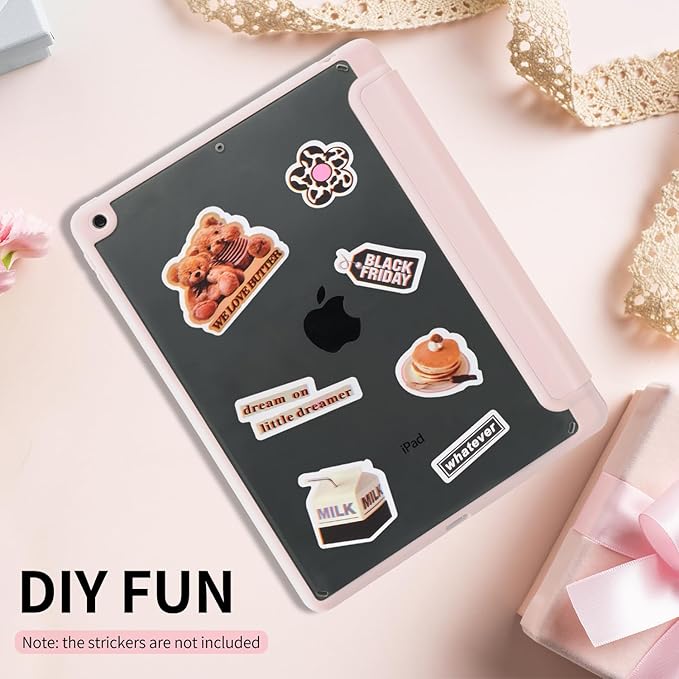 Cute Peach Bunny Case for iPad Pro 13 Inch M4(2024) 7th Genaration with Pencil Holder Trifold Stand Pink Leather Girly Cover Clear Back Shell Auto Wake/Sleep
